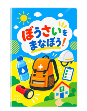 子ども向け防災クリアファイル