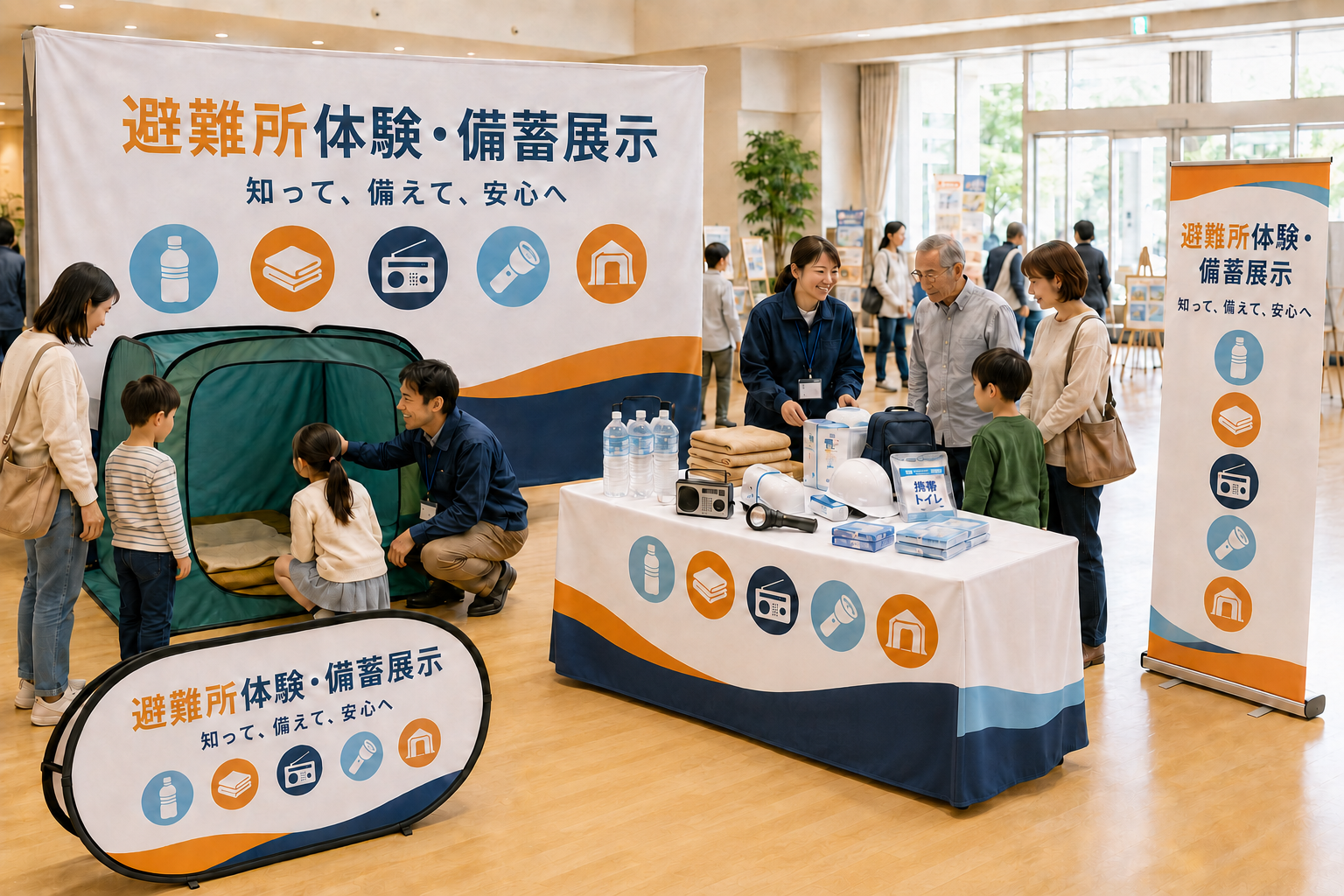 避難所体験・備蓄展示の屋内ブースイメージ